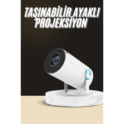 HERŞEYTREND Ayaklı Projeksiyon Taşınabilir Mini Projektör Sinema Projektörü Android