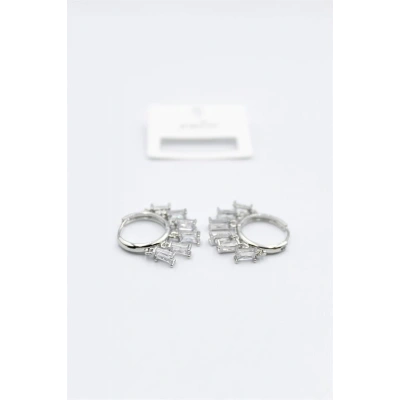 LitaeTrend Baget Taşlı Shakira Küpe - Gümüş