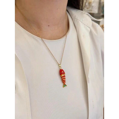 HERŞEYTREND Balık Kolye - Kırmızı