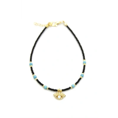 HERŞEYTREND Boncuklu Göz Halhal - Siyah