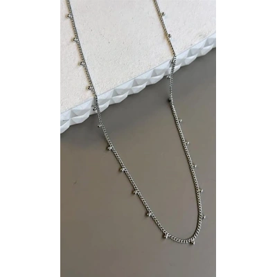 HERŞEYTREND Boncuklu Zincir Kolye - Gümüş