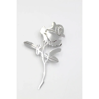 HERŞEYTREND Çelik Gül Broş - Gümüş