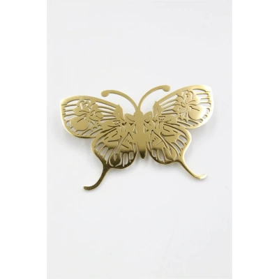 HERŞEYTREND Çelik Kelebek Broş - Altın