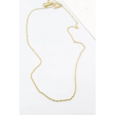 HERŞEYTREND Çelik Zincir Kolye - 45 cm - Altın
