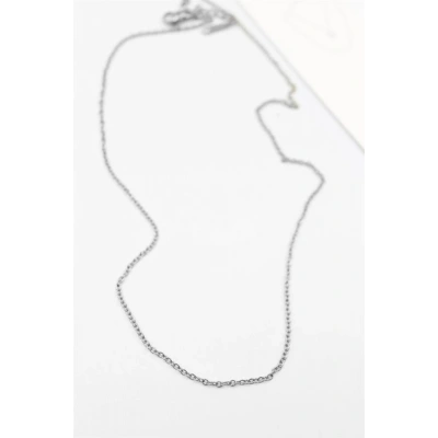 HERŞEYTREND Çelik Zincir Kolye - 45 cm - Gümüş