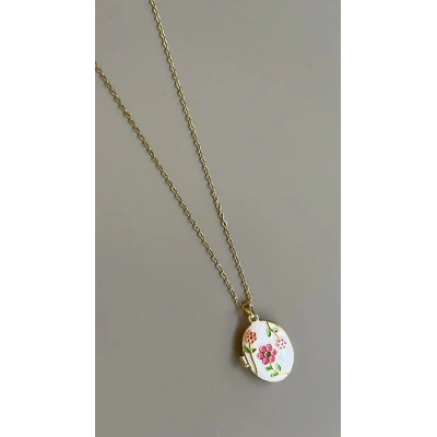 HERŞEYTREND Çiçek Kapaklı Kolye - Altın