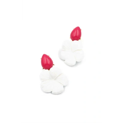 HERŞEYTREND Çiçek Küpe - Beyaz