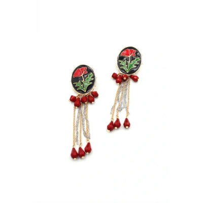 LitaeTrend Çiçek Küpe - Kırmızı