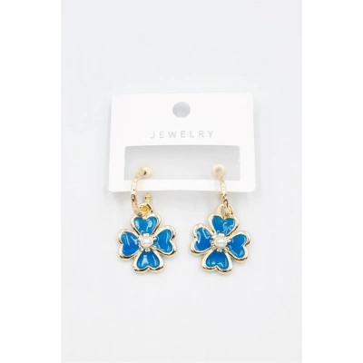 HERŞEYTREND Çiçek Küpe - Mavi