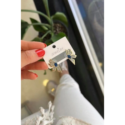 HERŞEYTREND Çiçek Küpe - Mavi