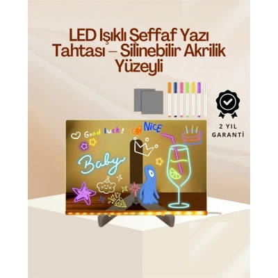HERŞEYTREND Çocuklar İçin Renkli LED Mesaj Tahtası – Neon Kalemli, Eğlenceli ve Yaratıcı Yazı Panosu