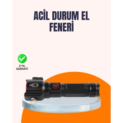 HERŞEYTREND Çok Fonksiyonlu Acil Durum Feneri Yan Işıklı Çekiçli