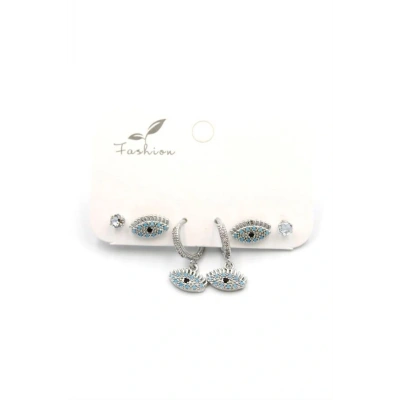 HERŞEYTREND Çoklu Göz Küpe - Gümüş