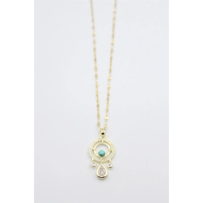 HERŞEYTREND Damla Taşlı Kolye - Altın