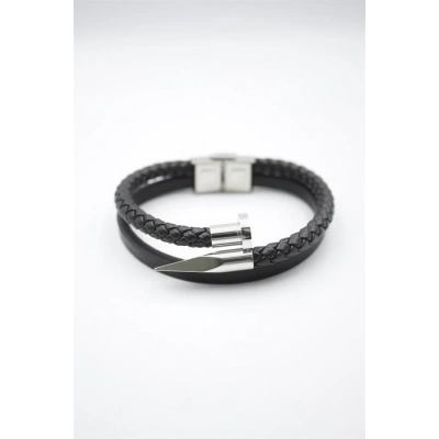 HERŞEYTREND Deri Çivi Bileklik - Gümüş