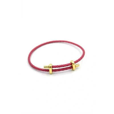 HERŞEYTREND Deri Hasır Bileklik - Fuşya