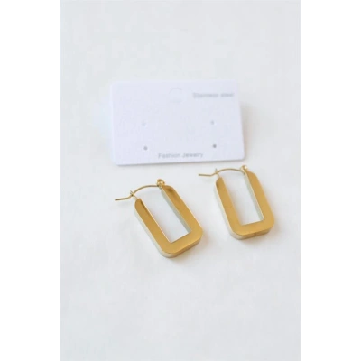 LitaeTrend Dikdörtgen Çelik  Küpe - Altın