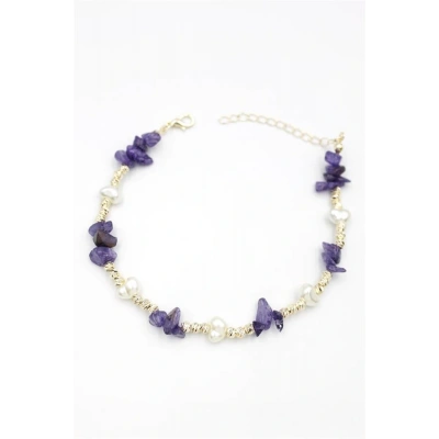 LitaeTrend Dorika Taş Halhal - Mor