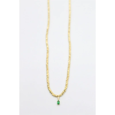 HERŞEYTREND Dorika Taşlı Kolye - Altın