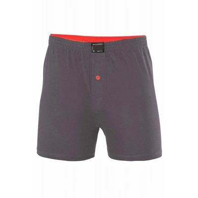 HERŞEYTREND Düğmeli Pamuklu Erkek Penye Boxer Büyük Beden Füme - 1278A