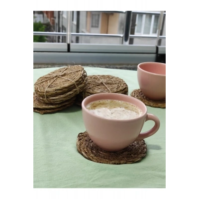 LitaeTrend El Yapımı Hasır Bardak Altlığı Fincan Çay Kupa Altlığı Hasır Bardak Altlığı 6 Adet Royaleks-BLSSGS10