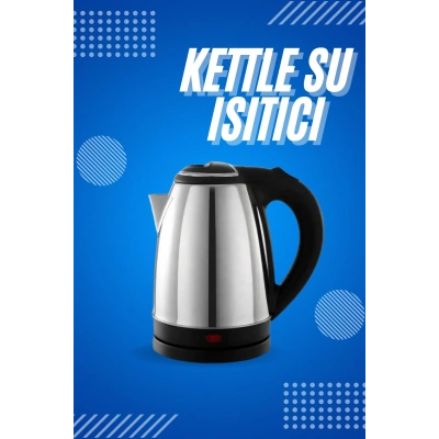 HERŞEYTREND Elektrikli Paslanmaz Çelik Su Isıtcı Çelik Kettle 1.8 Lt. Uzun Ömürlü