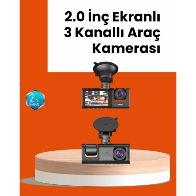 HERŞEYTREND Full HD Araç Kamerası  Çift Yönlü Kayıt ve Darbe Sensörü