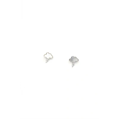 LitaeTrend Gümüş İğneli Bulut Küpe - Gümüş