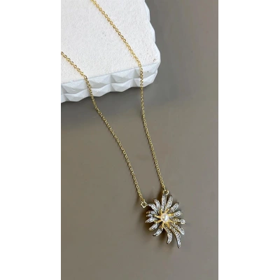 HERŞEYTREND İncili Papatya Kolye - Altın