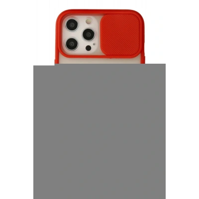 LitaeTrend iPhone 12 Pro Max Kılıf Palm Buzlu Kamera Sürgülü Silikon - Kırmızı