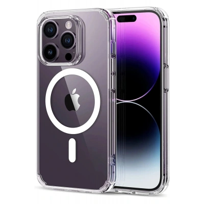 HERŞEYTREND Iphone 14 Pro Max Kılıf Kamera Lens Korumalı Magsafe Destekli Şeffaf Darbe Emici Sert Kapak