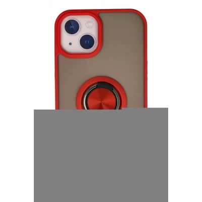 LitaeTrend iPhone 15 Kılıf Montreal Yüzüklü Silikon Kapak - Kırmızı