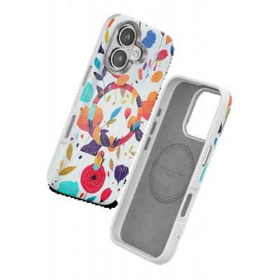 LitaeTrend iPhone 16 Flower Series Magsafe Kapak - Beyaz