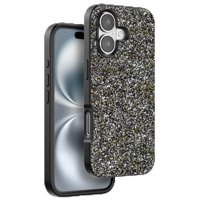 LitaeTrend iPhone 16 Plus Bright Simli Kapak - Gümüş