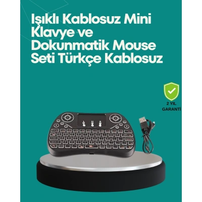 HERŞEYTREND Işıklı Kablosuz Mini Klavye – 2.4 GHz, Dokunmatik Mouse Özellikli