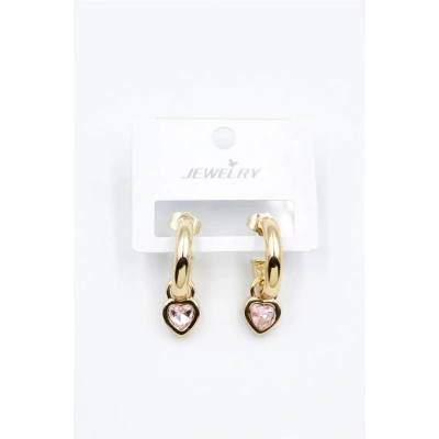 LitaeTrend Kalp Halka Küpe - Pembe