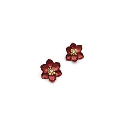 HERŞEYTREND Lotus Çiçek Küpe - Kırmızı