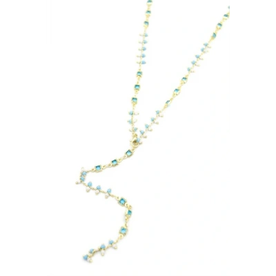 HERŞEYTREND Mavi Taşlı Y Kolye - Altın