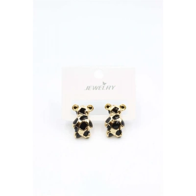 LitaeTrend Mineli Ayıcık Küpe - Siyah