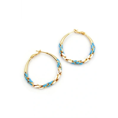 HERŞEYTREND Mineli Halka Küpe - Mavi