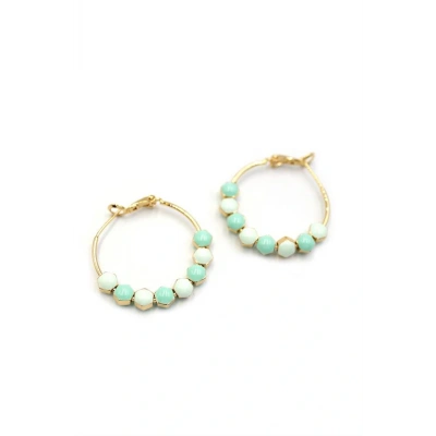 HERŞEYTREND Mineli Halka Küpe - Turkuaz