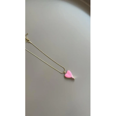 HERŞEYTREND Mineli Kalp Kolye - Pembe