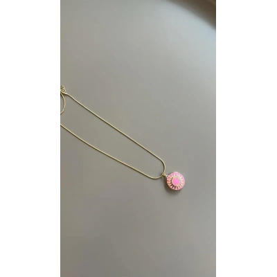 HERŞEYTREND Mineli Kapaklı Kolye - Pembe