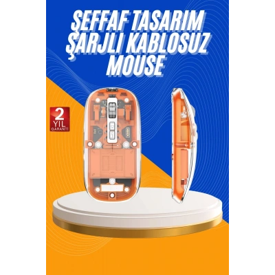 HERŞEYTREND Mouse Fare Kablosuz Mouse Fare Şarjlı Bluetooth Sessiz 5 Tuşlu Şeffaf