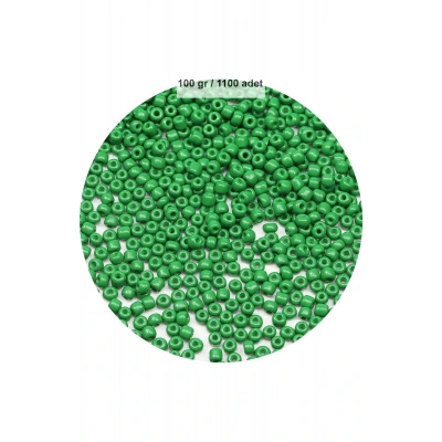LitaeTrend Opak Yeşil Renk 4 mm Yaklaşık 1100 adet / 100 gram Cam Boncuk Oya Yazma Bileklik ve Kolye