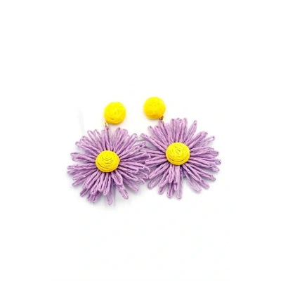 HERŞEYTREND Papatya Hasır Küpe - Mor