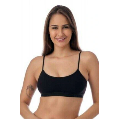 HERŞEYTREND Pedli İp Askılı Siyah Büstiyer