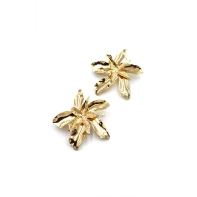 HERŞEYTREND Plaka Yaprak Küpe - Altın