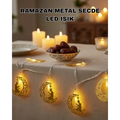 HERŞEYTREND Ramazan Temalı Ay İçinde Secde Eden Adam LED Peri Işığı