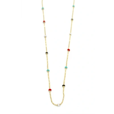 LitaeTrend Renkli Boncuklu Zincir Kolye - Altın